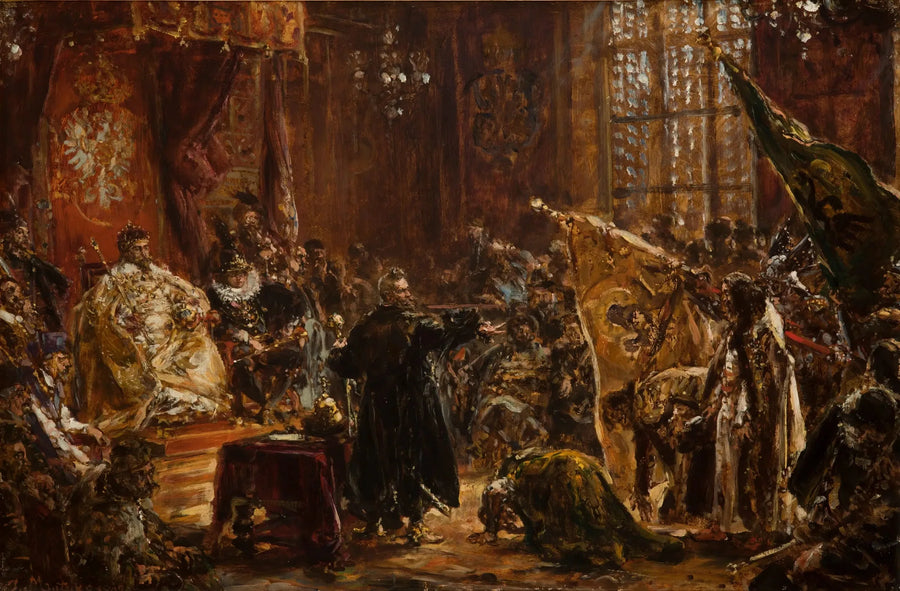 Cesarze Choińscy przyprowadzeni przez Żółkiewskiego na Sejm w Warszawie przed Zygmuntem III - Jan Matejko