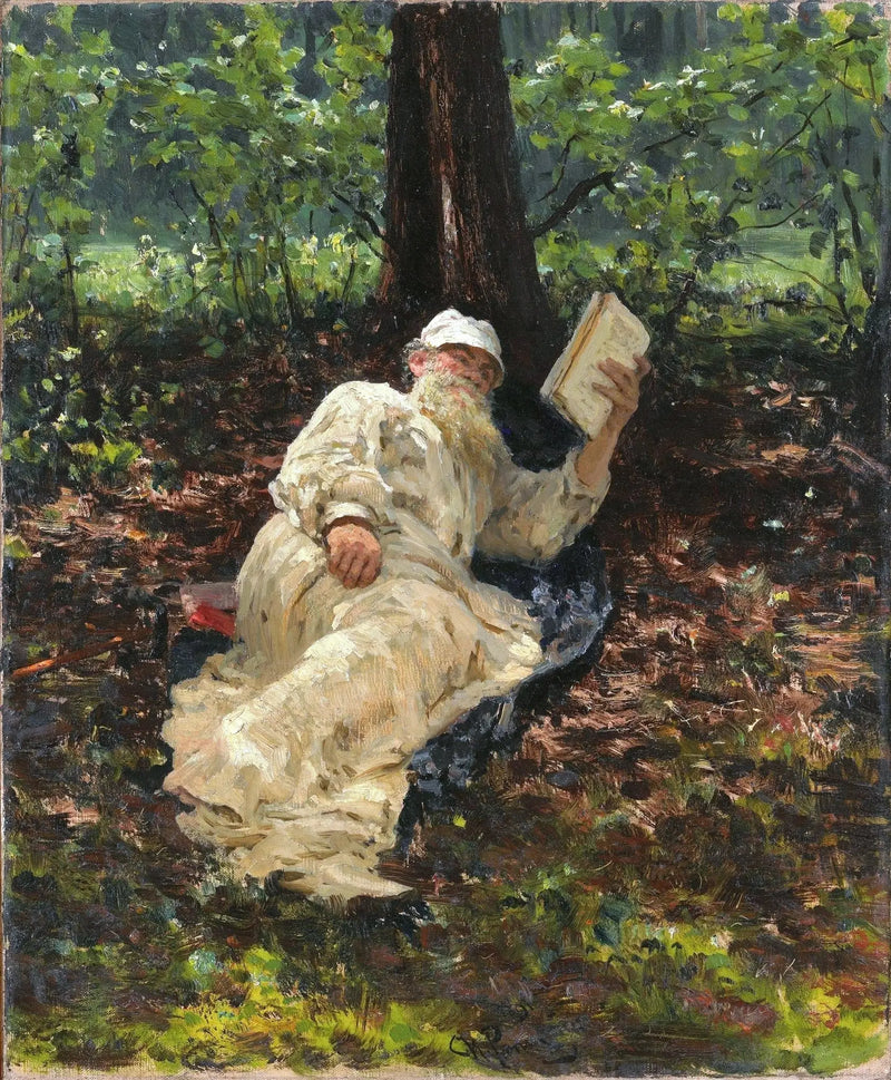 Lev Nikołajewicz Tołstoj odpoczywa w lesie. - Ilya Repin