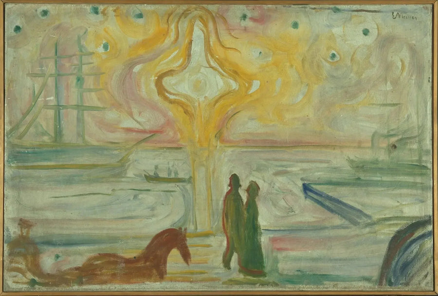 Wschód słońca nad portem - Edvard Munch