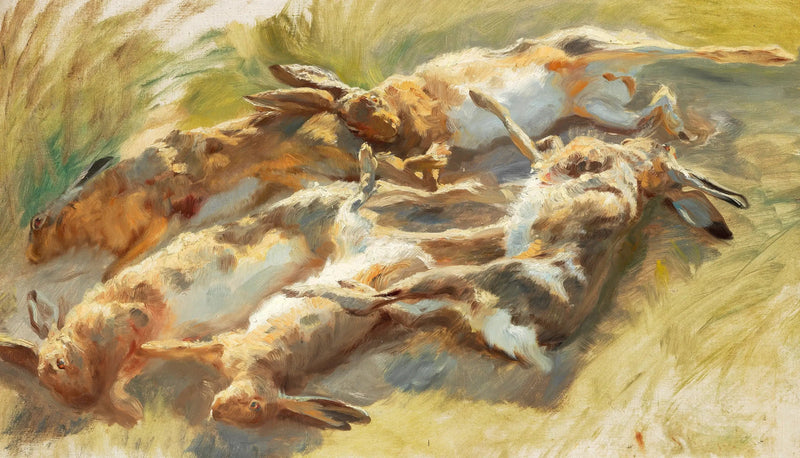 Zabite zające. - Peder Severin Krøyer