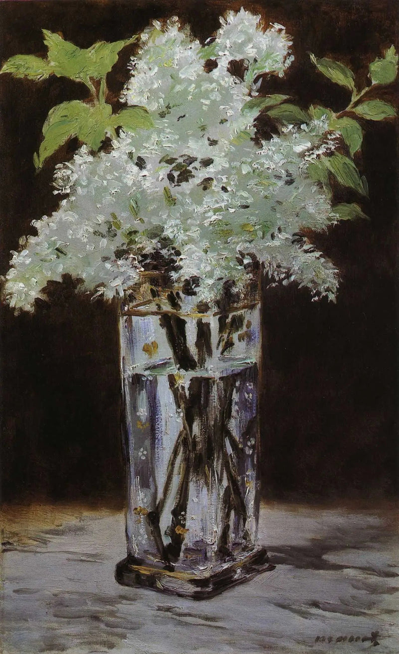 Biały bez w wazonie kryształowym - Édouard Manet