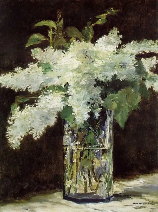 Białe lilie w szklanym wazonie - Édouard Manet