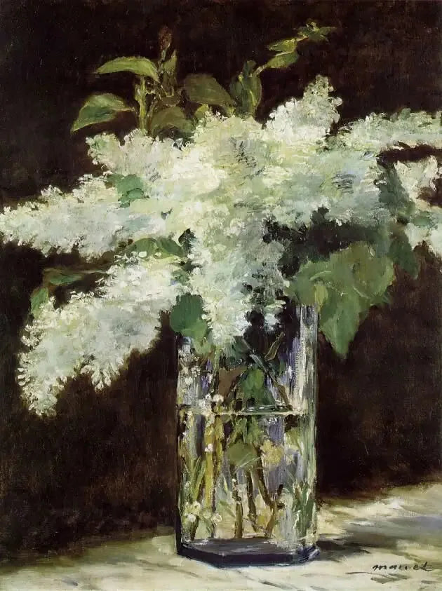 Białe lilie w szklanym wazonie - Édouard Manet