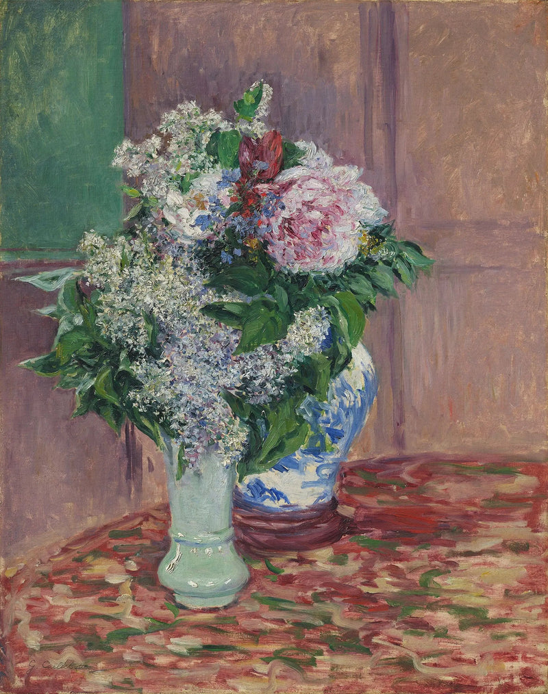 Lilie i piwonie w dwóch wazonach - Gustave Caillebotte