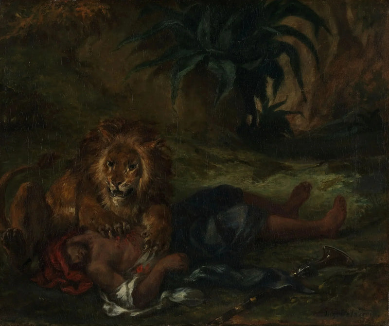 Lew pożerający Arab - Eugène Delacroix