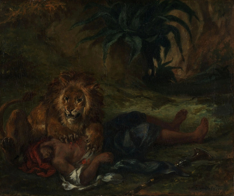 Lew pożerający Arab - Eugène Delacroix