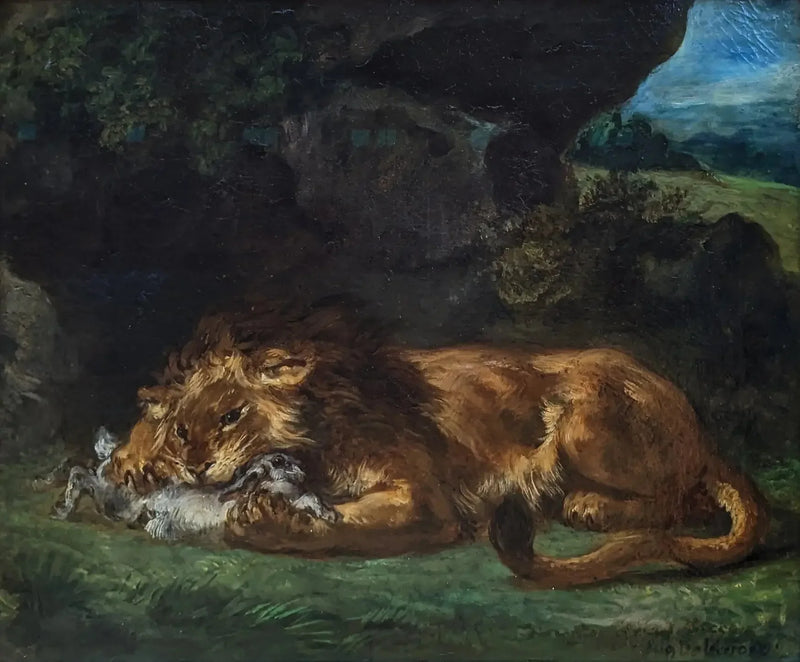 Lew pożerający królika - Eugène Delacroix