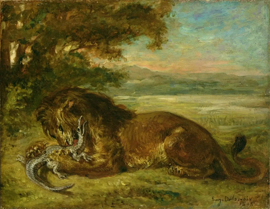 Lew i kajman - Eugène Delacroix