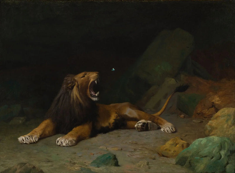 Lew próbujący złapać motyla - Jean-Léon Gérôme