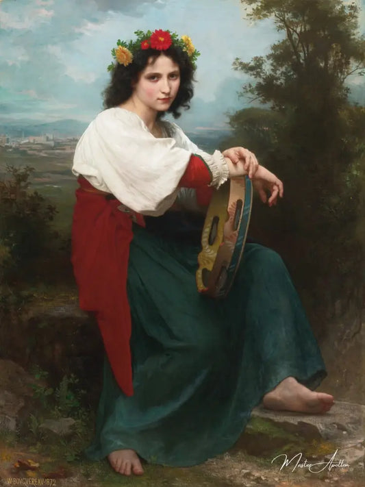 L’Italienne au Tambour de Basque - William Bouguereau Reproductions de tableaux à la peinture à l’huile