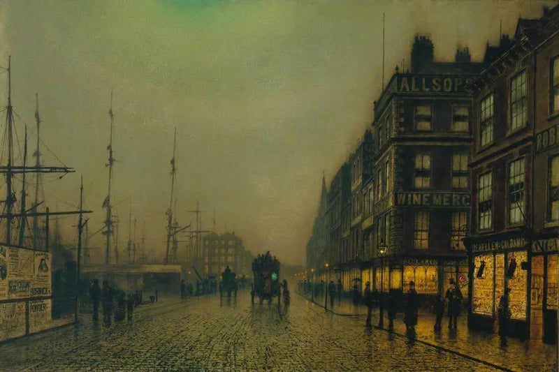 Liverpool Quay w świetle księżyca - John Atkinson Grimshaw