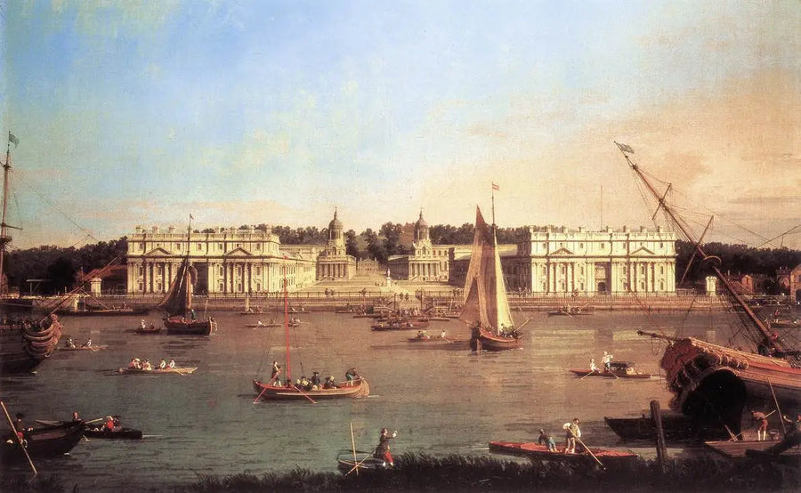 Londyn: Szpital Greenwich od strony północnego brzegu Tamizy - Canaletto