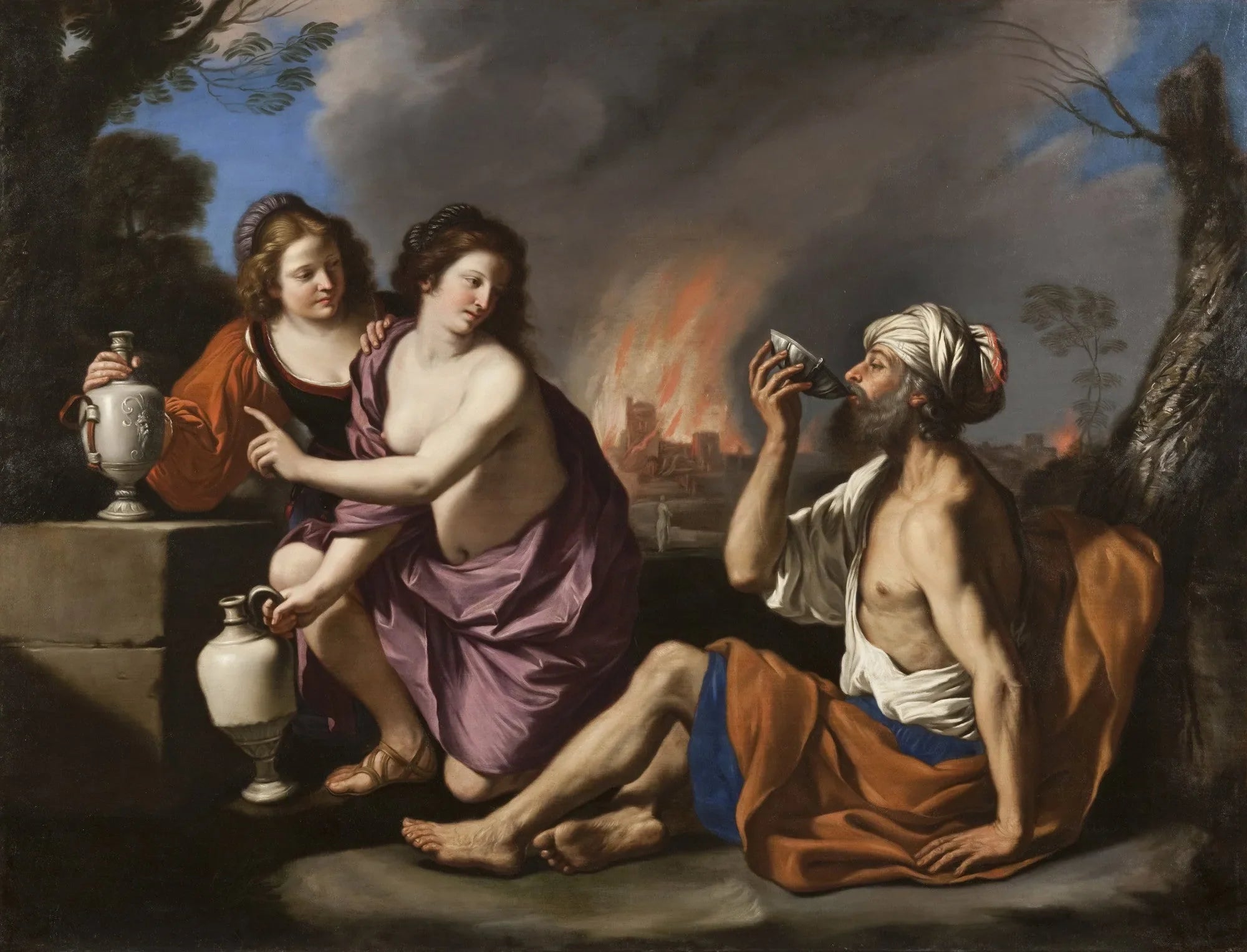 Lot et ses filles - Guercino image 1 reproduction de peinture à l’huile