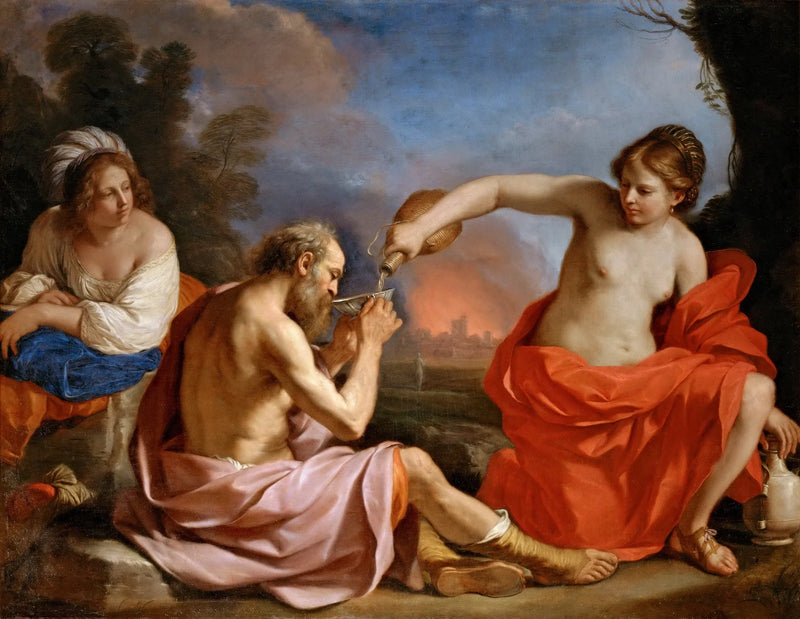 Loth i jego córki - Guercino