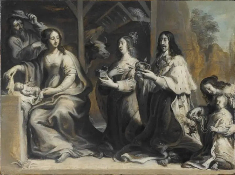 Louis XIII i Anna Austriaczka ofiarujący królestwo Dziewicy podczas Narodzenia - Juste d'Egmont