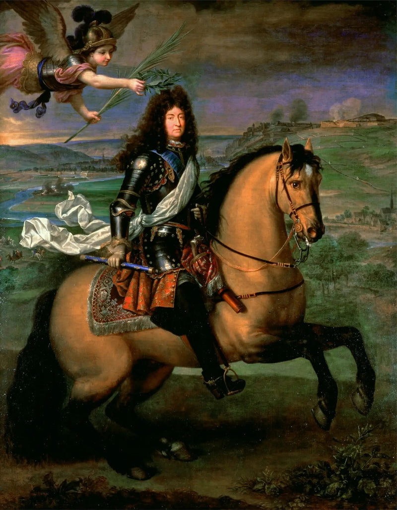 Ludwik XIV na koniu, koronowany przez Zwycięstwo, przed siedzibą Namur - Pierre Mignard
