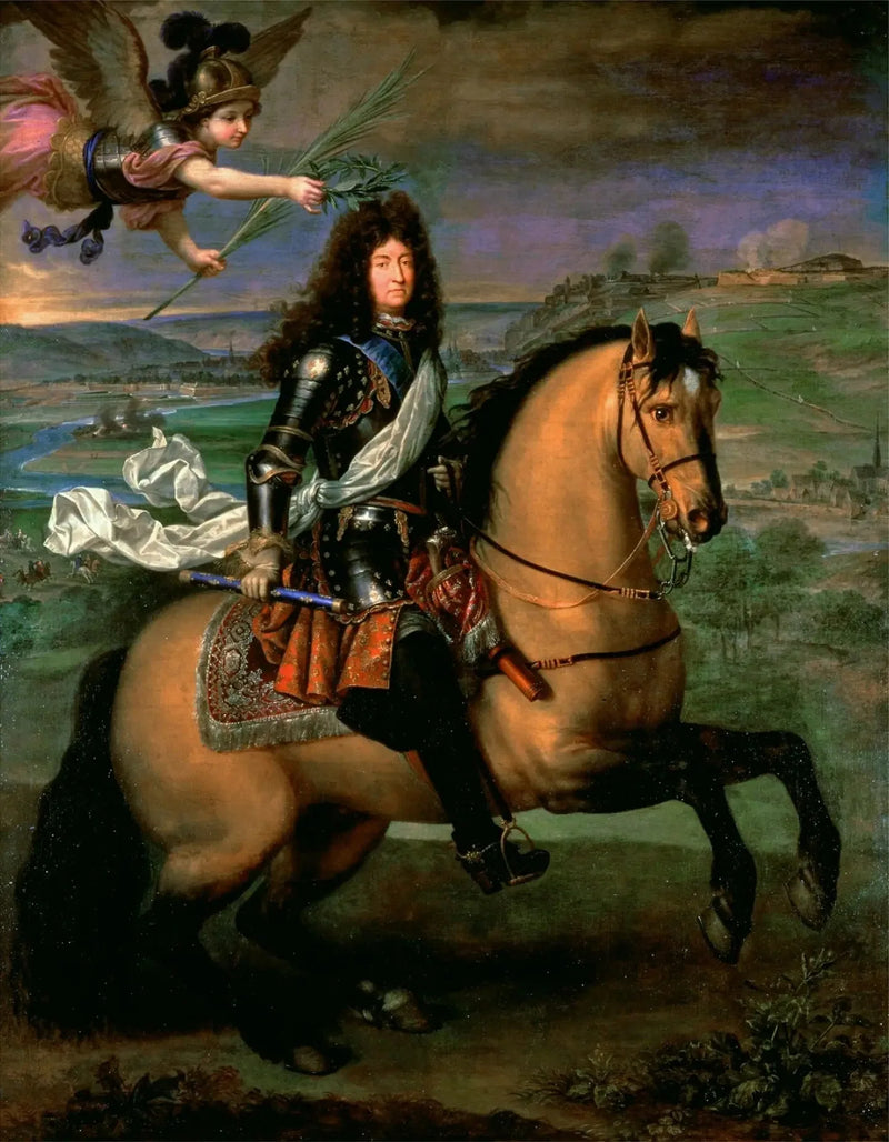 Ludwik XIV na koniu, koronowany przez Zwycięstwo, przed siedzibą Namur - Pierre Mignard