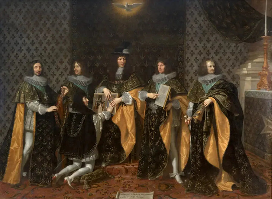Louis XIV następnego dnia po swoim koronowaniu, otrzymuje przysięgę od swojego brata, pana, księcia d'Anjou, jako rycerza Orderu Ducha Świętego w Reims, 8 czerwca 1654 - Philippe de Champaigne