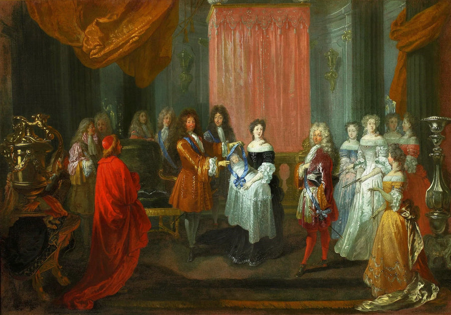 Louis XIV wręcza order błękitny panu księciu burgundzkiemu. - Antoine Watteau
