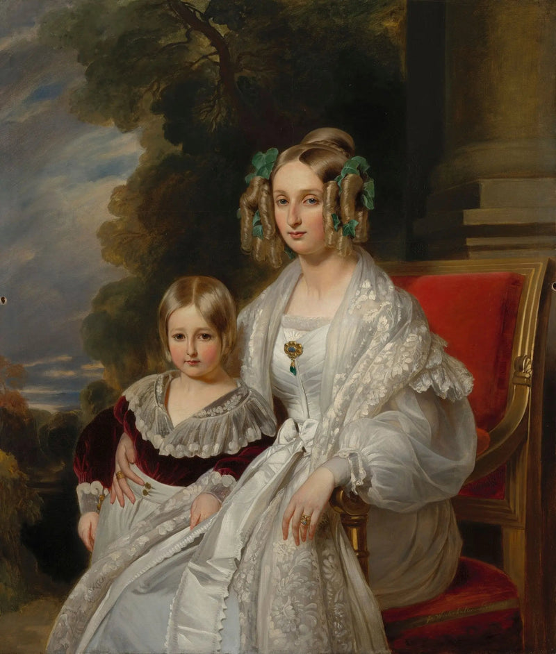 Louise, królowa Belgii z Léopoldem, księciem Brabancji, przyszłym Léopoldem II, królem Belgii - Franz Xaver Winterhalter