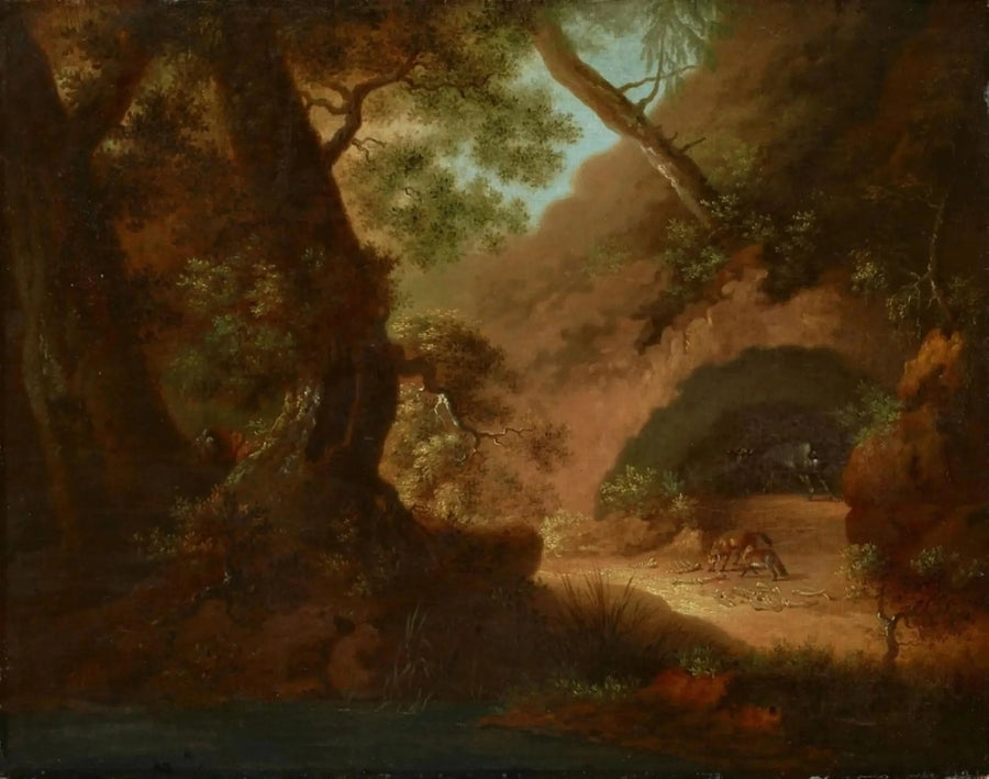 Wilki w lesie naprzeciwko jaskini - Caspar David Friedrich