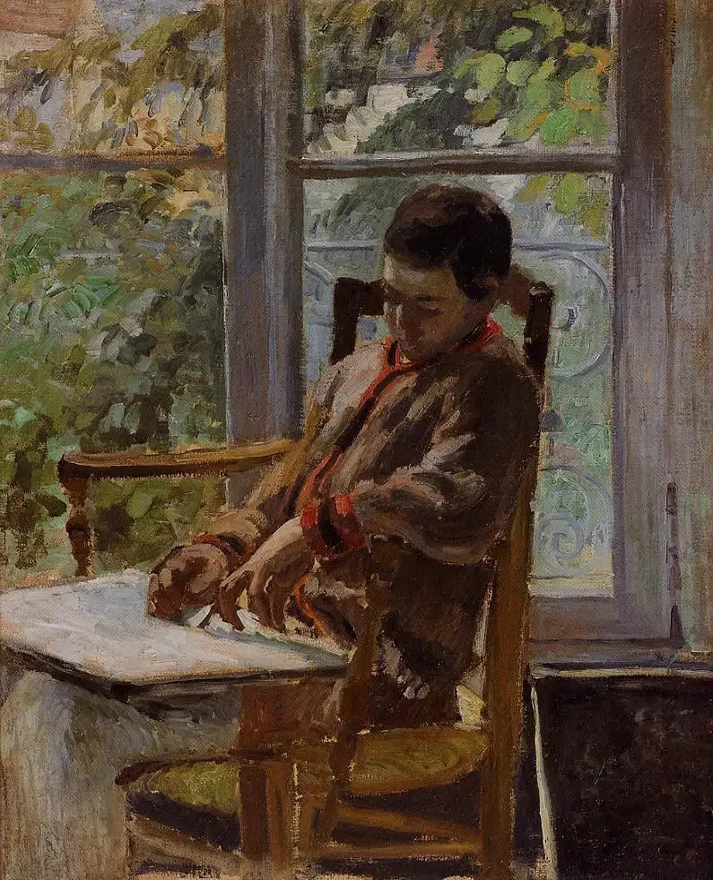Lucien Pissarro w wnętrzu - Camille Pissarro