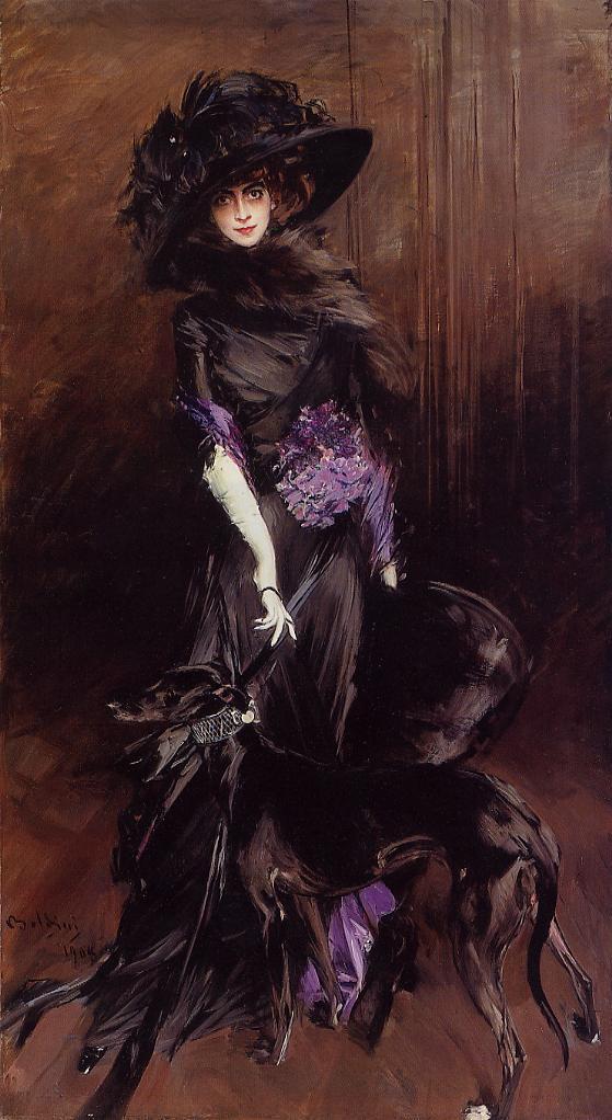 Luisa Casati (1881-1957) z chartem - Giovanni Boldini