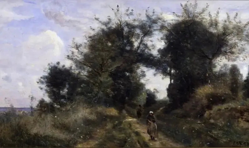 Luzancy. Droga starców - Jean-Baptiste Camille Corot