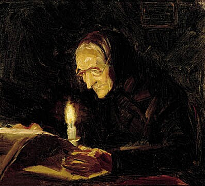 Moja matka przy świetle świec. - Anna Ancher
