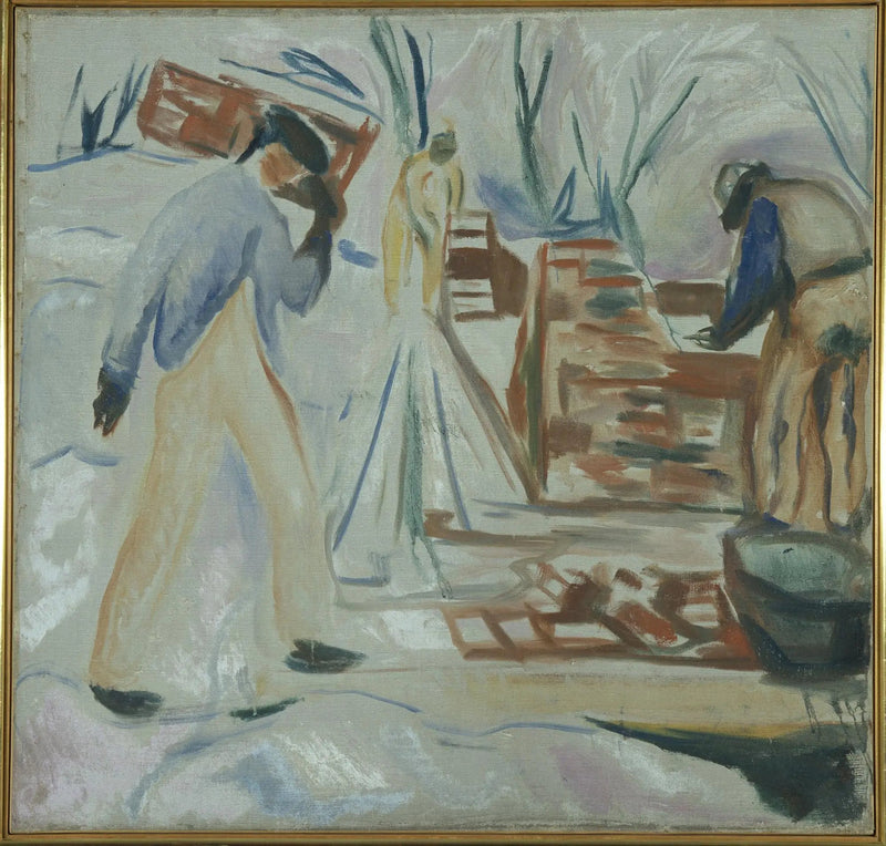 Murarz pracujący nad budynkiem studia - Edvard Munch