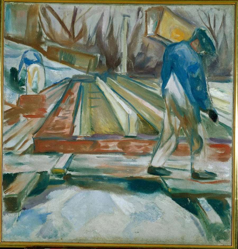 Murarz pracujący nad budynkiem studia - Edvard Munch