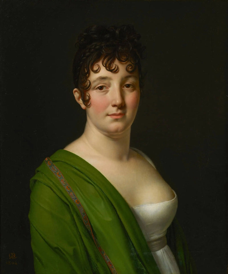 Pani Bocquet w zielonym szalu - Anne-Louis Girodet
