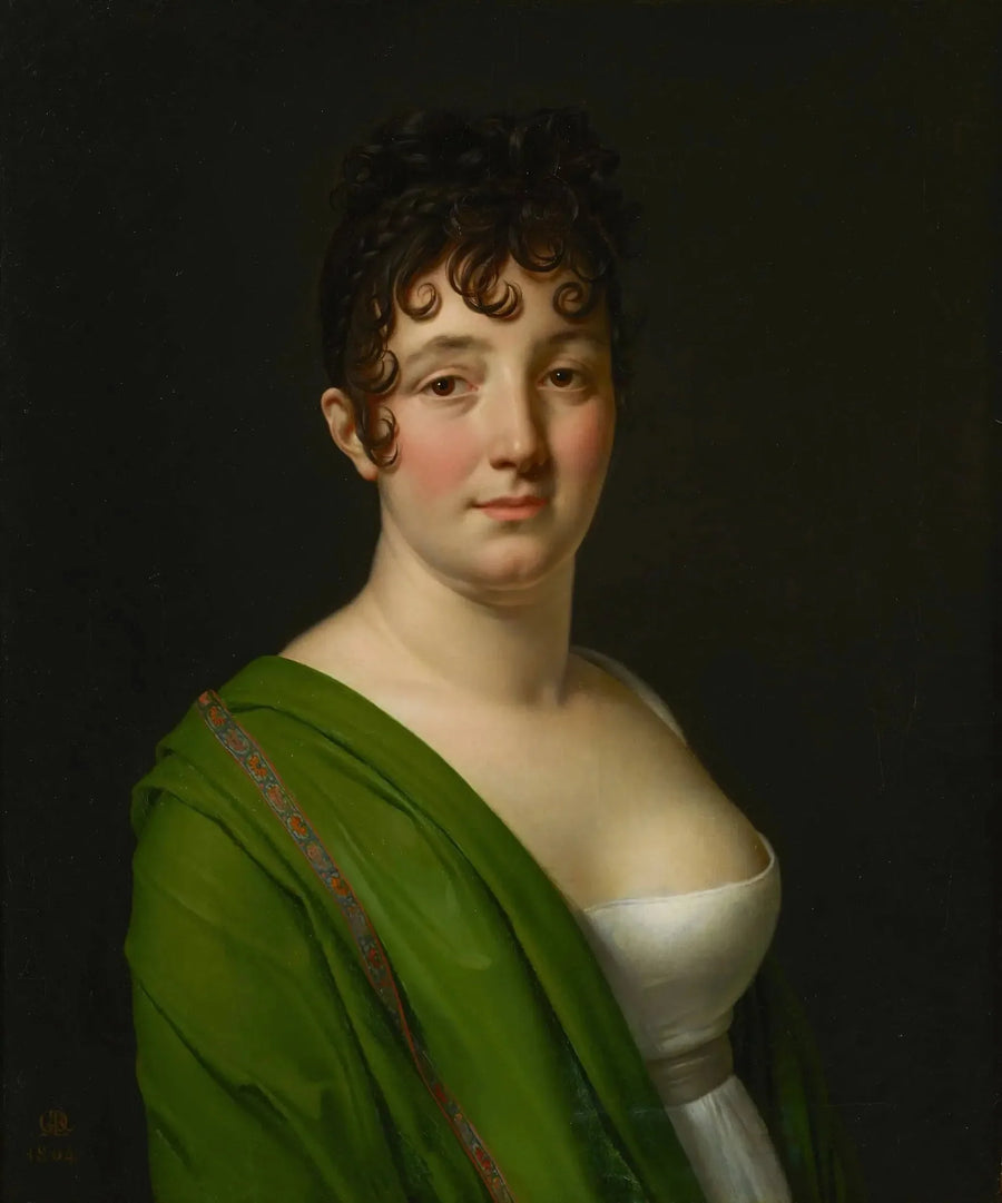 Pani Bocquet w zielonym szalu - Anne-Louis Girodet