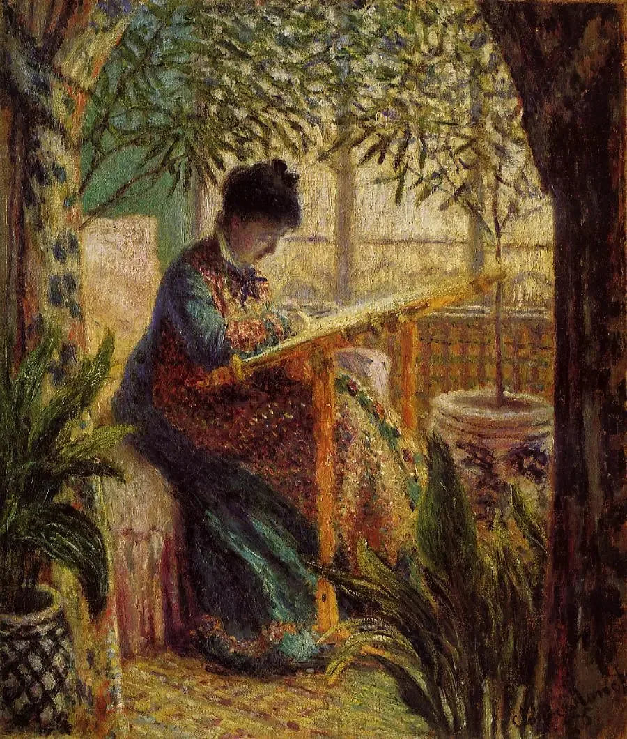 Pani Monet haftująca (Camille przy warsztacie) - Claude Monet