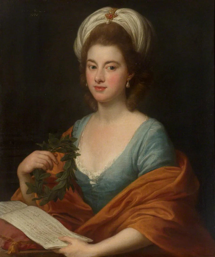 Mademoiselle Frances Lyde Browne trzymająca muzykę i koronę - Pompeo Batoni