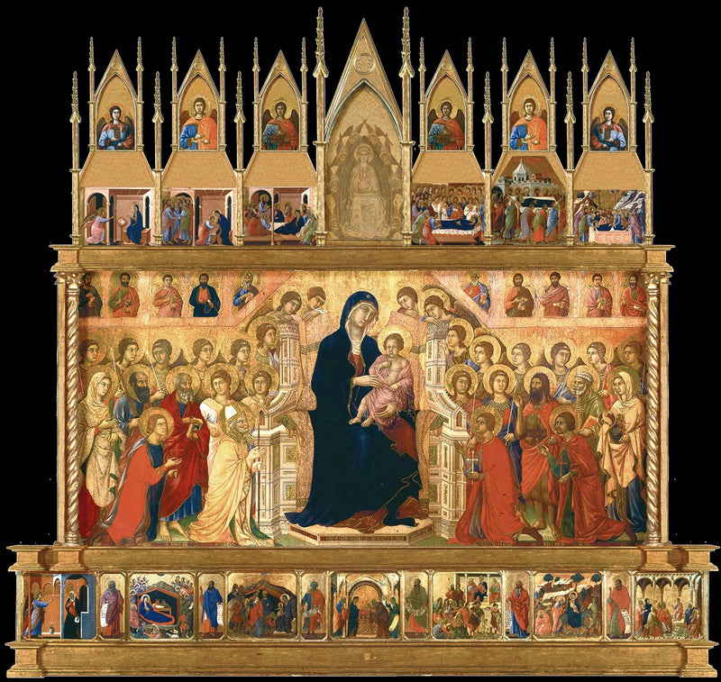 Maestà : Vierge à l’Enfant trônant avec anges et saints - Duccio di Buoninsegna