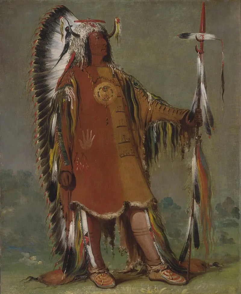 Máh-to-tóh-pa, Quatre Ours, Deuxième Chef, w pełnym umundurowaniu - George Catlin