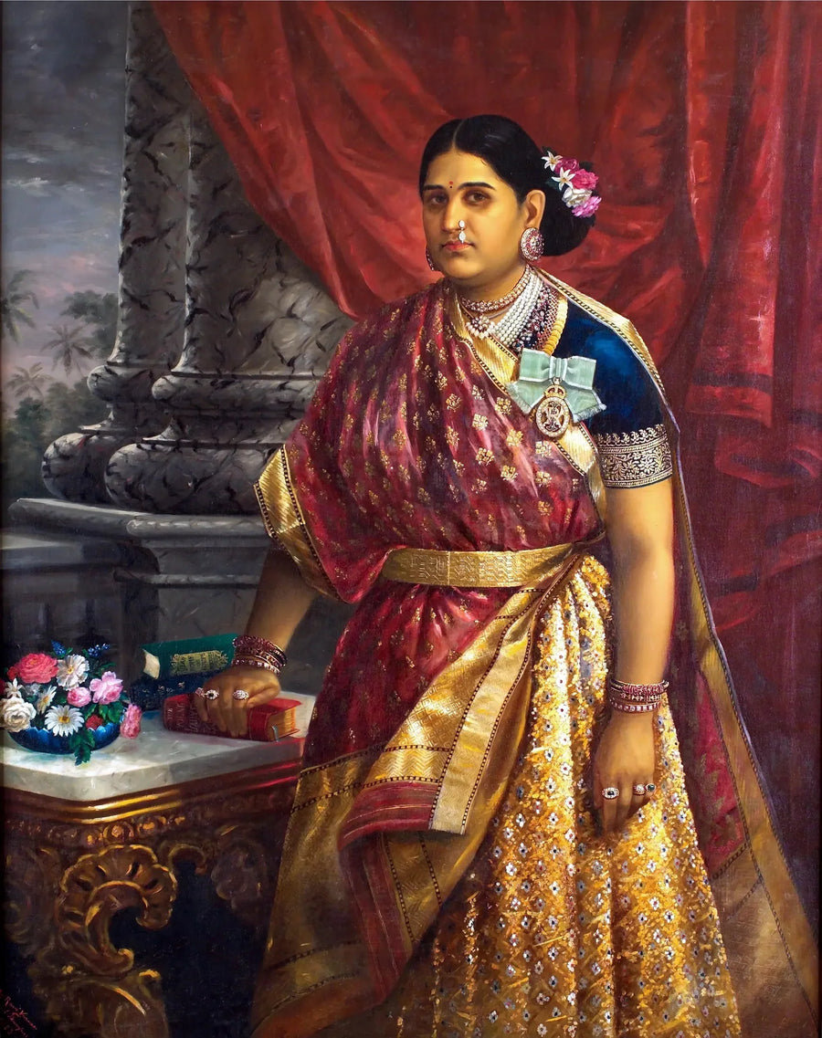 Maharani Lakshmi Bayi - Ravi Varmâ image 1 reproduction de peinture à l’huile