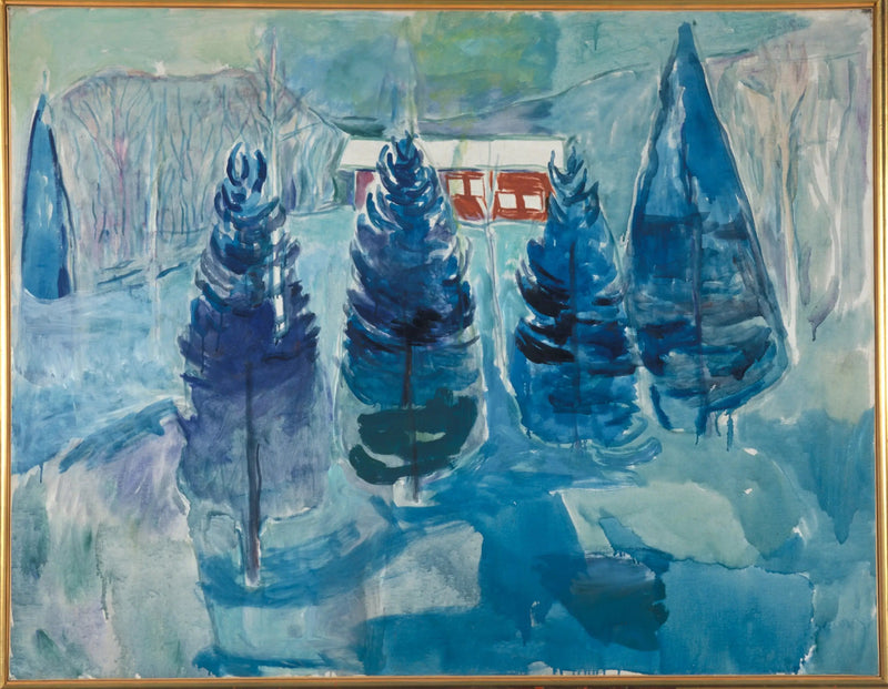 czerwona willa i świerki - Edvard Munch