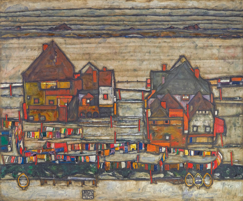 Domy z kolorowym praniem - Egon Schiele