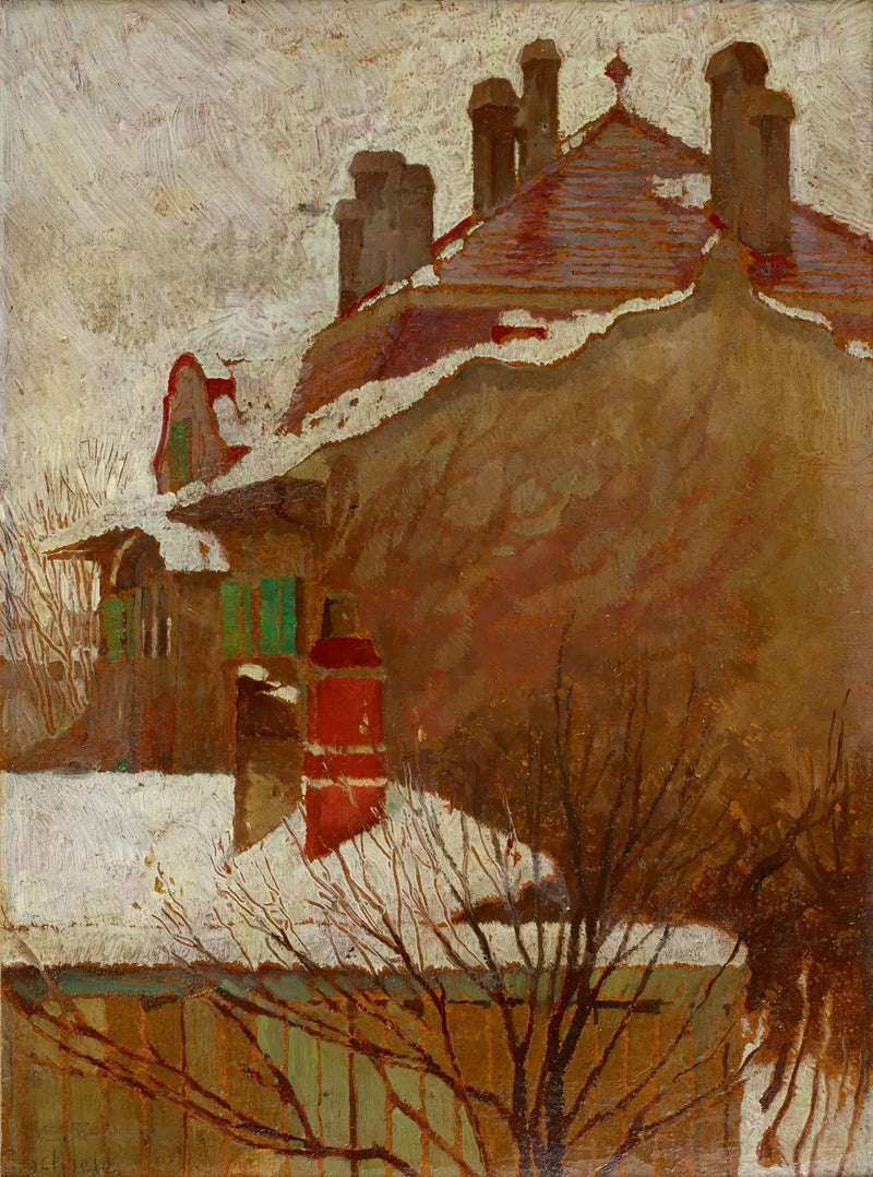 Domy zimą (widok z pracowni) - Egon Schiele