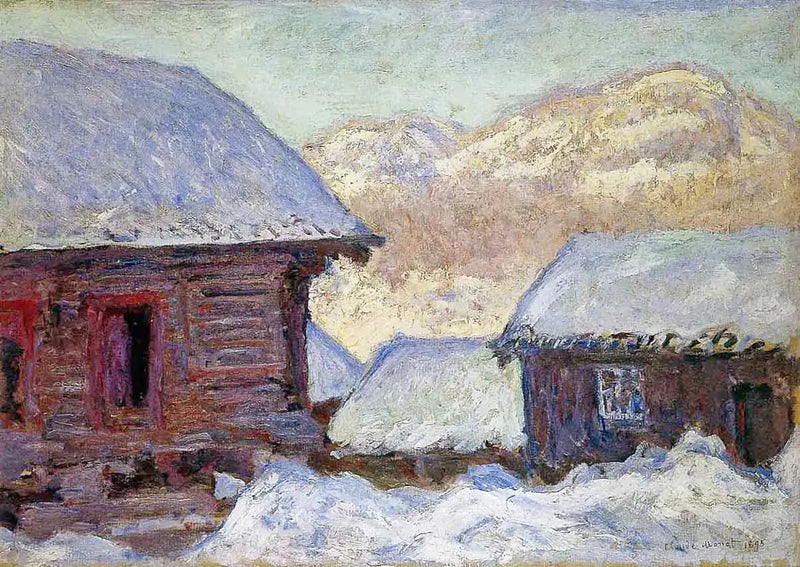 Domy na śniegu i Mount Kolsås W1404 - Claude Monet