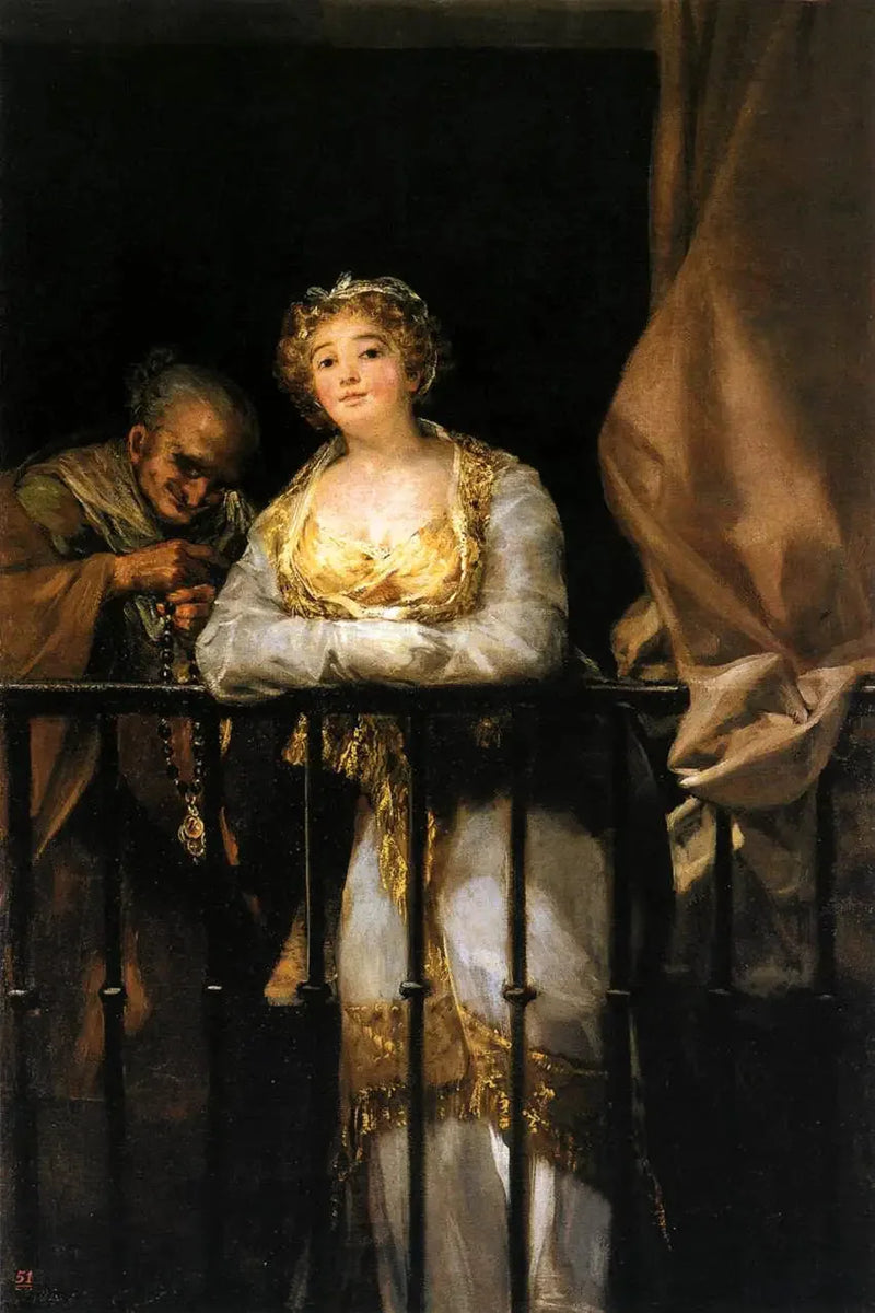 Maja i Célestyna na balkonie - Francisco de Goya