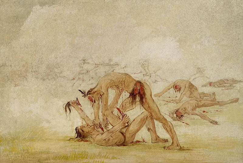 Mandan skaczący na wroga - George Catlin