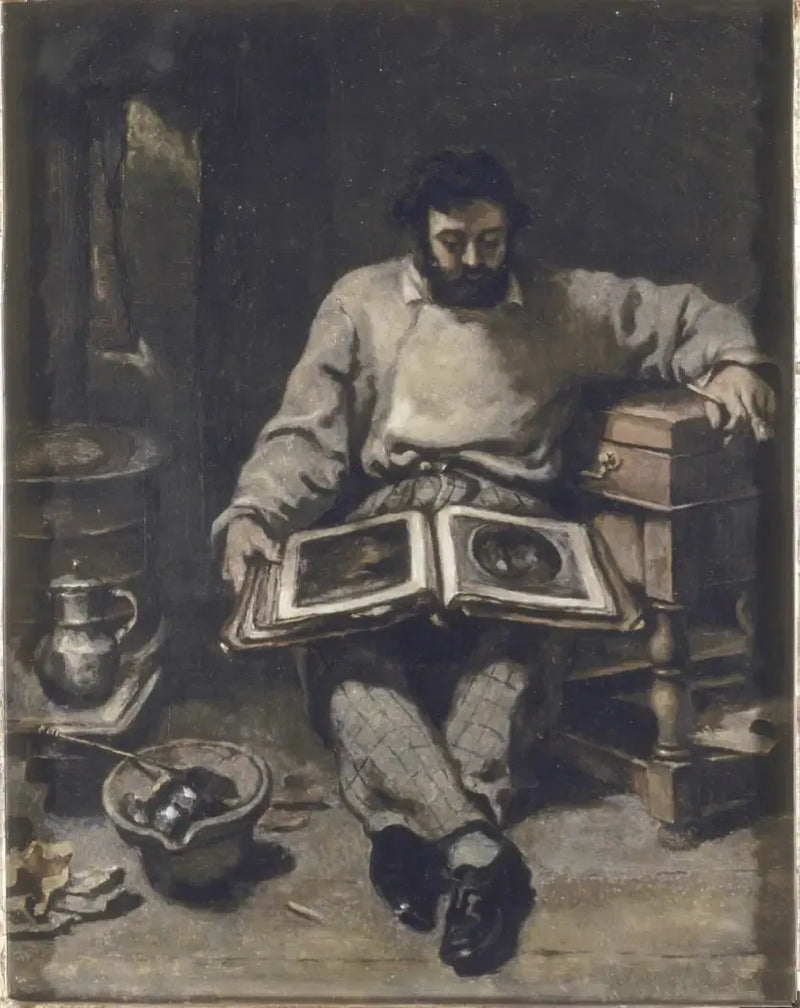 Marc Trapadoux przeglądający książkę z grafikami - Gustave Courbet