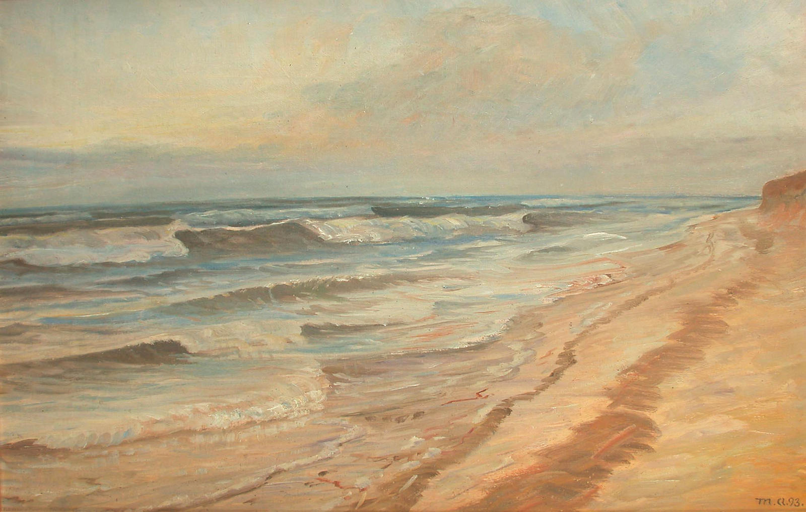 Marée haute sur la plage de Skagen. - Michael Peter Ancher image 1 reproduction artisanale de tableau