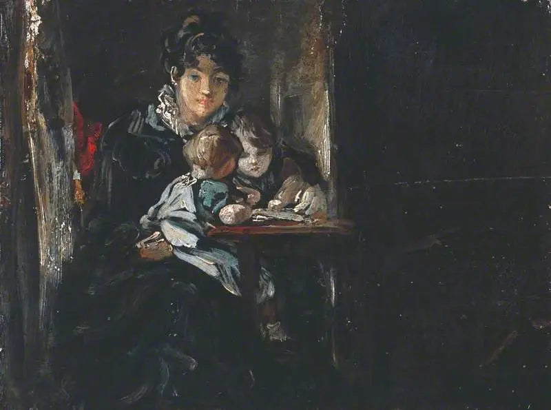 Maria Constable z dwójką swoich dzieci. Na odwrocie: Kopia na podstawie Teniers - John Constable