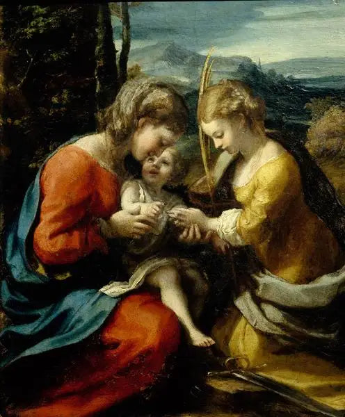 Mistyczne zaślubiny Świętej Katarzyny Aleksandryjskiej (Muzeum Capodimonte) - Antonio da Correggio