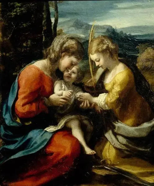 Mistyczne zaślubiny Świętej Katarzyny Aleksandryjskiej (Muzeum Capodimonte) - Antonio da Correggio