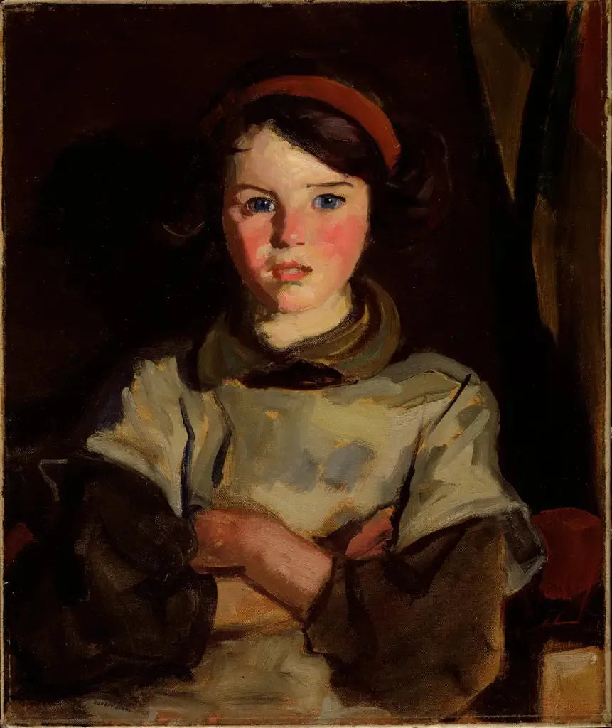 Marie au ruban rouge - Robert Henri image 1 copie peinte à la main à l’huile